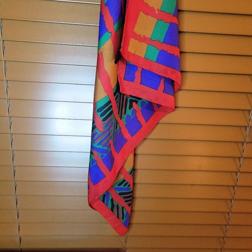 Retro Vibrant Multicolor Abstracts Square Scarf - Picture 6 of 9